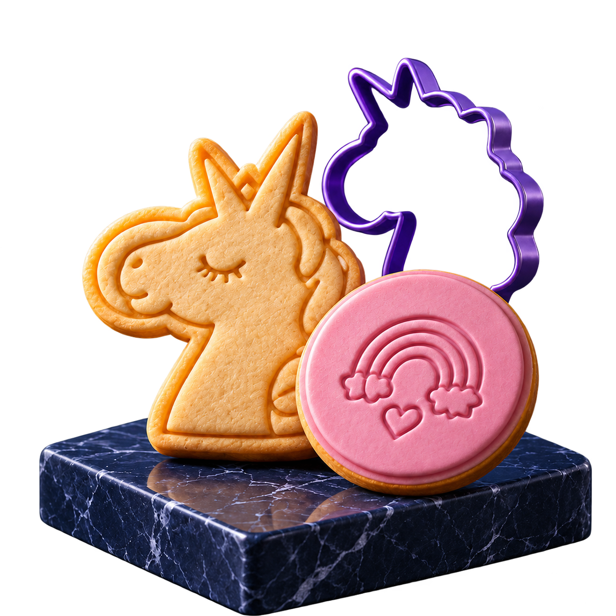 Decorated cookies and custom cookie cutters