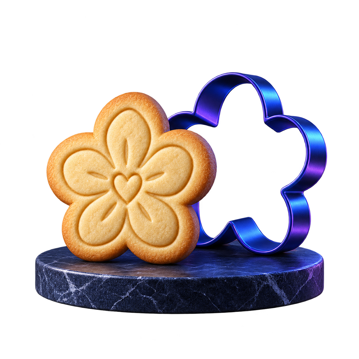 Custom cookie cutter and baked cookie