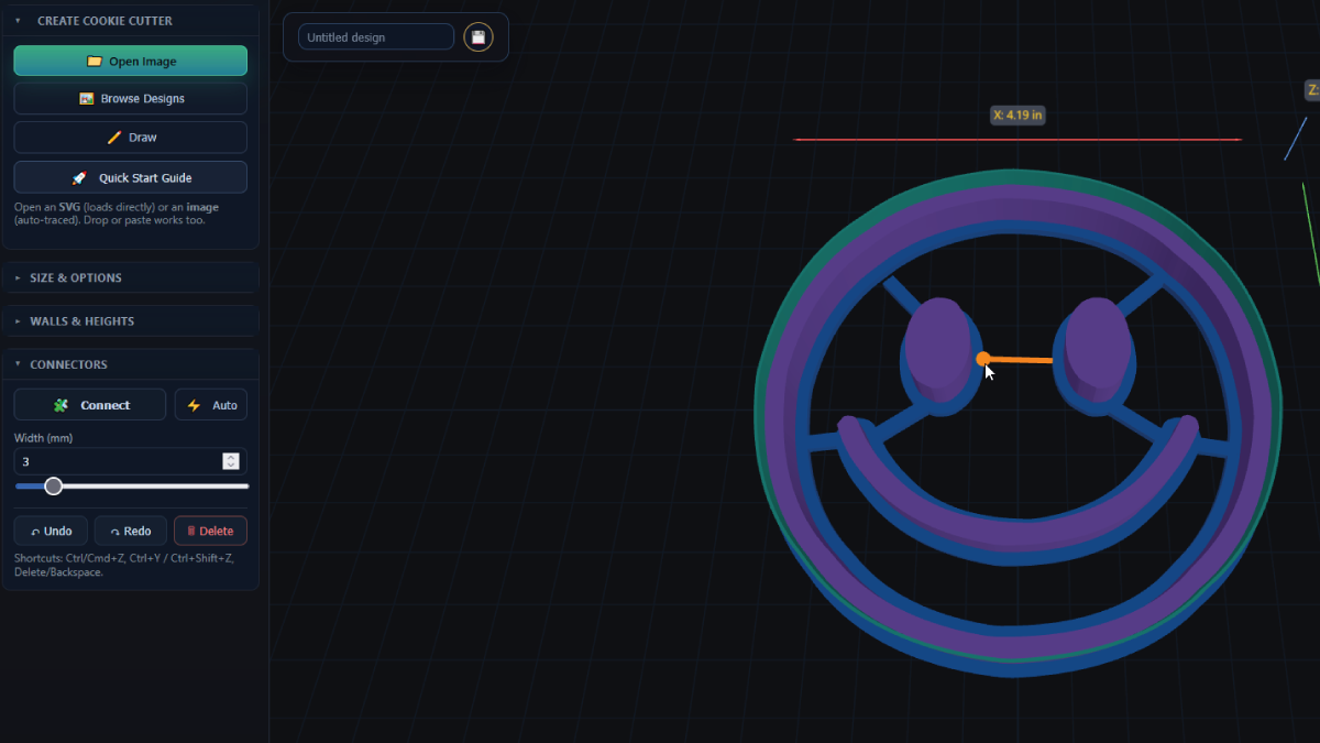 Manually placing a connector between the island and outer wall