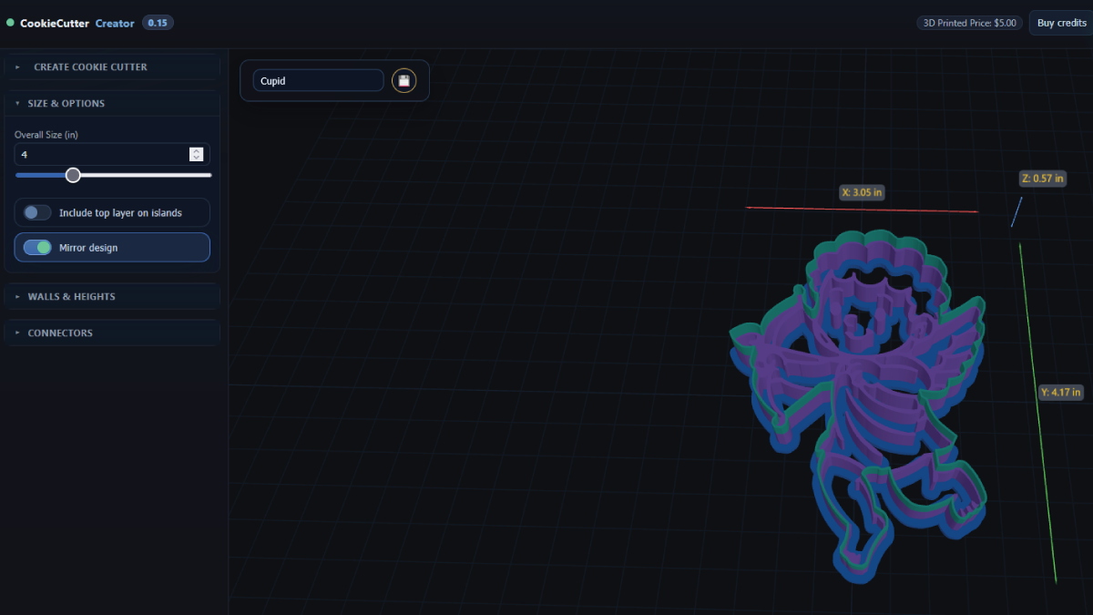 Screenshot showing layer preview measurements
